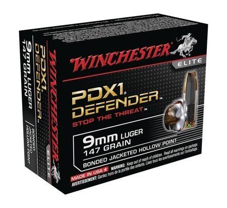 Winchester Defender 9mm Luger +p Handgun Ammo - 9mm Luger +p 124gr Bonded Jacketed Hollow Point 20/Box