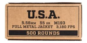 Winchester M193 Ammo 5.56 NATO 55 Grain FMJ 500 Rounds 223/5.56