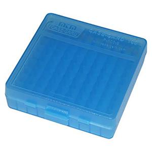 MTM P-100 Flip-Top Pistol Ammo Box 1.22 In. OAL Blue Poly Ammunition Cases and Holders 9x18mm