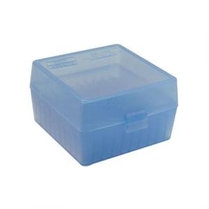 MTM Ammo Box 100 Round Flip-Top 223 204 Ruger 6X47 Clear Blue 5.75In. X 5In. X 3In. 6x47mm