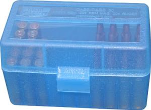 MTM Case Gard Small Rifle Ammo Box 223 222 Cal 50 Round Clear Blue Rs-50-24 6x47mm