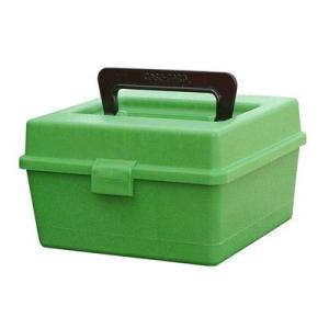 MTM Deluxe Flip-Top Ammo Box with Handle 7mm Winchester Short Magnum (WSM) to 470 Capstick 100-Round Plastic Green 375 Rem Ultra Mag