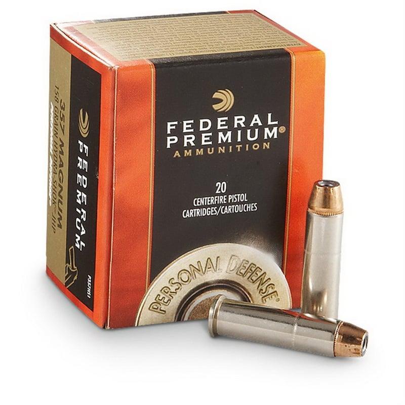 Federal Premium Personal Defense Hydra-Shok 357 Magnum 158 Grain Jacketed Hollow Point Centerfire Pistol Ammunition 20 Rounds P357HS1