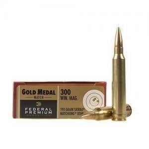 Federal Premium SIERRA MATCHKinG BTHP .300 Winchester Magnum 190 Grain Sierra MatchKing Boat Tail Hollow Point Centerfire Rifle Ammo 20 Rounds GM300WM 300 Win Mag