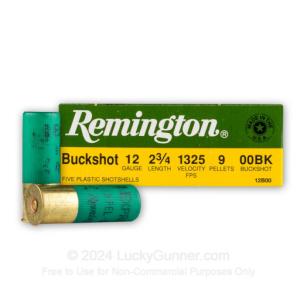 Remington Ammo Express 12 Gauge 2-3/4" 00 Buckshot 9 Pellets 1325 fps 250 Rd./Case