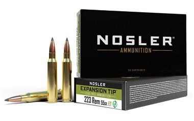Nosler .223 Remington 55 Grain E-Tip Lead-Free Brass Cased Centerfire Rifle Ammo 20 Rounds 40150 223/5.56