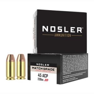 Nosler Match Grade Handgun Ammo .45 ACP 230 gr JHP 20/box