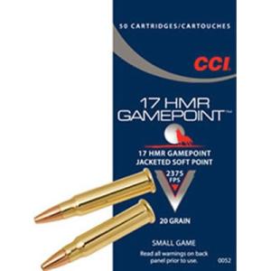 CCI Gamepoint Ammo 17 Hmr 20gr Jacketed Soft Point - 17 Hmr 20gr Jacketed Soft Point 50/Box