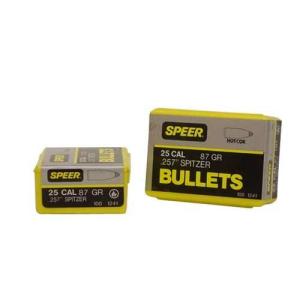Speer Hot-Cor Rifle Bullets .25 Caliber .257" Diameter 87 Grain Spitzer Soft Point Projectile 100 Count Per Box