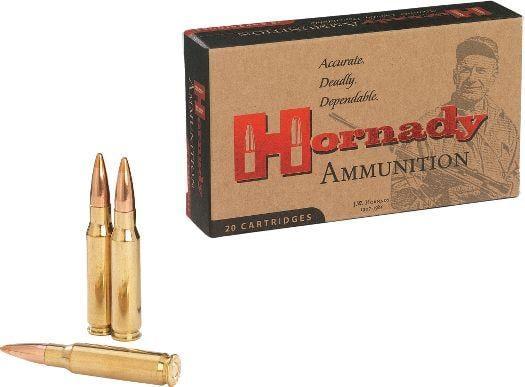 Hornady Match .308 Winchester 168 grain Boat-Tail Hollow Point Match Brass Cased Centerfire Rifle Ammo 20 Rounds 8097