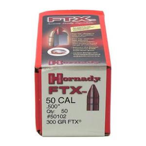 Hornady FTX Rifle Bullets .50 Caliber 300 Grain Hollow Point 50 Bullets 50102