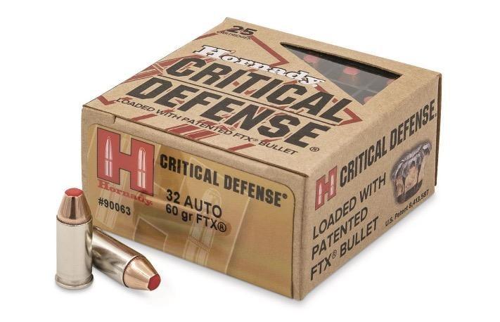 Hornady Critical Defense Handgun Ammunition .32 Auto 60gr FTX 1000 fps 25/ct 32 ACP