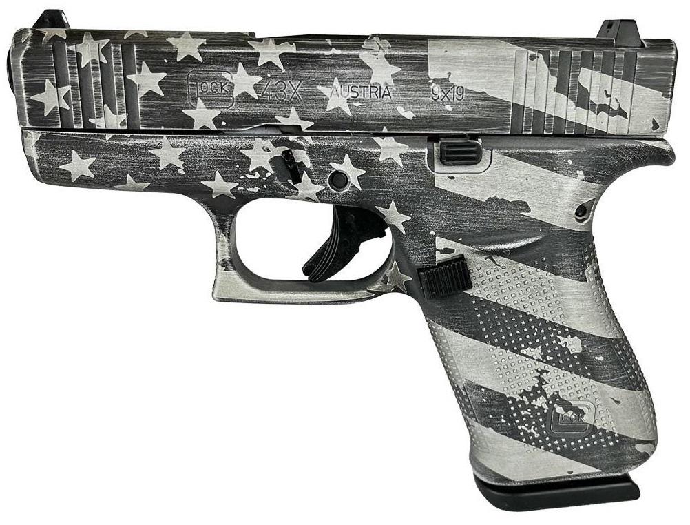 Glock 43X "DISTRESSED FLAG GRAY" 9mm