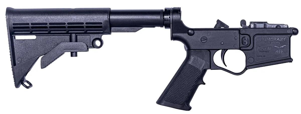 Plum Crazy AR-15 Improved Gen II Complete Polymer Lower Receiver, Ready to Drop in and Push Pin.  - Black