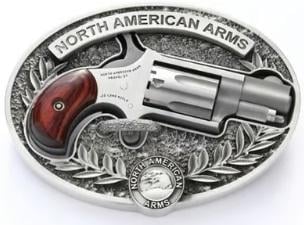 North American Arms Mini Revolver Stainless with Oval Enclosed Belt Buckle 22 LR