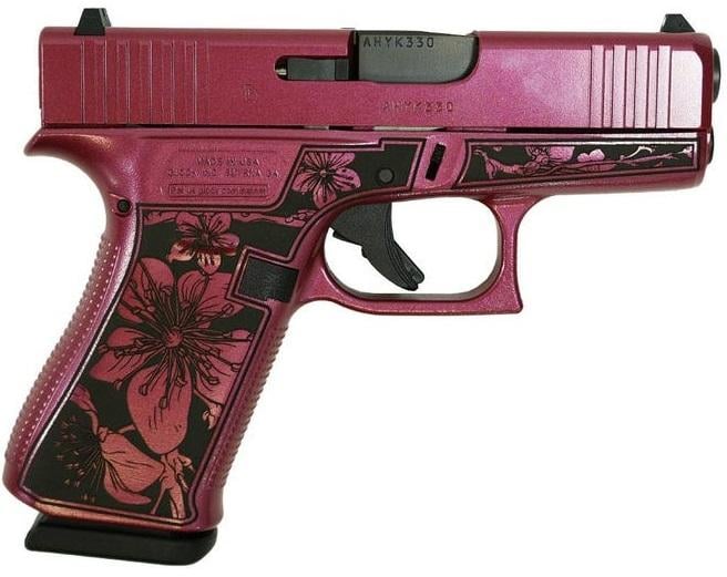 Glock G43x Custom "Cherry Blossom Engraved Medusa Pink" 9mm