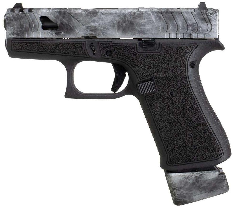 Glock G19 GEN3 Compact Static Stipple Frm Slvr Marble Sld Ext Mag 9mm