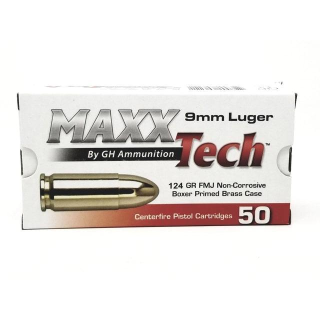 MAXXTech Ammo 9mm 124gr FMJ 1126 fps 1000 Rounds