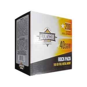 Armscor Ammo .40 S&W 180 Grain Full Metal Jacket Brass Casing Range Rock Pack 200 Rounds 50083-200RD