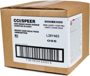 Blazer 9mm 115 Grain FMJ 1000 Rounds Loose Pack