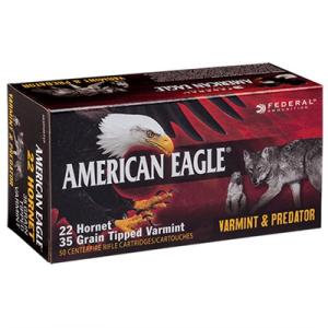 Federal American Eagle Varmint & Predator Rifle Ammunition .22 Hornet 35 gr Vtip 3000 fps 50/ct