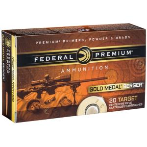 Federal Premium Gold Medal Berger Ammunition 6.5 Creedmoor 130 Grain Berger Hybrid Open Tip Match Box of 20
