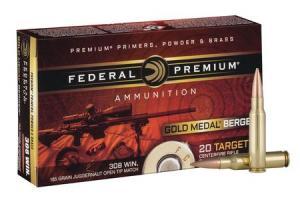 Federal Premium BERGER JUGGERNAUT OTM .308 Winchester 185 Grain Berger Juggernaught Open Tip Match Centerfire Rifle Ammo 20 Rounds GM308BH185