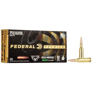 Federal Premium SIERRA MATCHKinG BTHP .224 Valkyrie 90 Grain Sierra MatchKing Boat Tail Hollow Point Centerfire Rifle Ammo 20 Rounds GM224VLK1