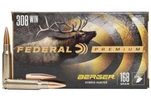Federal Classic Hunter Berger Hybrid Rifle Ammunition .308 Win 168 gr BTHP 2800 fps 20/ct