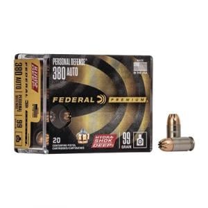 Federal Personal Defense Hydra-Shok Deep Handgun Ammuniton .380 ACP 99 gr HSD 1030 fps 20/ct