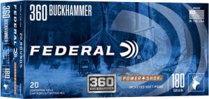 Federal Power-Shok 360 BHMR 180 gr JSP 20rds Rifle Ammo for Reliable Big Game Hunting - 360BHAS 360 Buckhammer