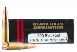 Black Hills Ammunition 300 Blackout Whisper 115 GR Solid Copper Dual Performance Hollow Point Rifle Ammunition 20 Rd Box 300 BLK