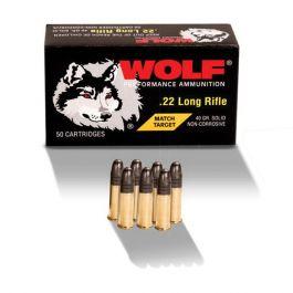 Wolf Match Target Ammo 22 Long Rifle 40gr Lead Round Nose - 22 Long Rifle 40gr Lead Round Nose 50/Box 22 LR