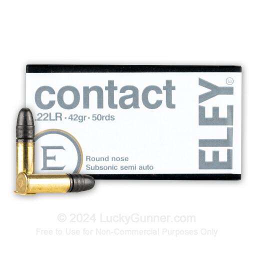 ELEY Americas Contact Ammo 22 Long Rifle 42gr Subsonic Lead Round Nose - 22 Long Rifle 42gr Subsonic Lead Round Nose 50/Box 22 LR