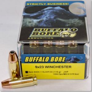 Buffalo Bore 9x23 Winchester Ammunition 115 Grain JHP 1550 fps 20 Rounds 9x23mm Win