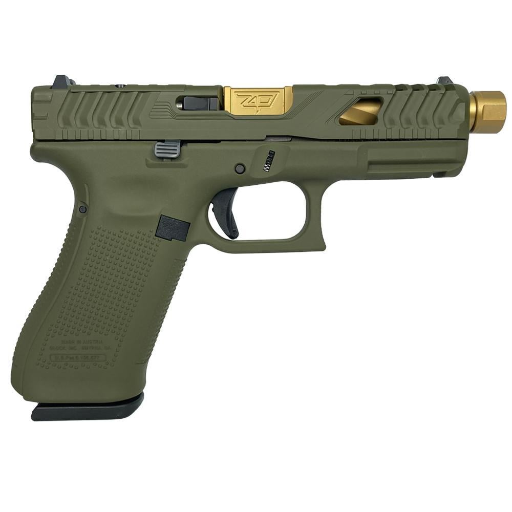 Glock 45 Gen 5 OD Green 4.6" Zaffari Gold Threaded Precision 9mm