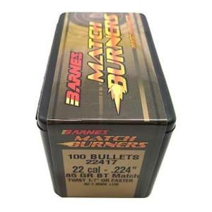 Barnes Bullets 30164 Match Burners Bullets - 22 Cal 0.224 in. 85 Gr Boat Tail Match