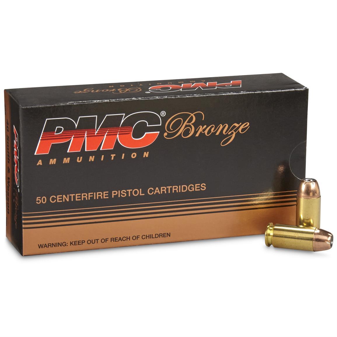 PMC Ammunition 40 S&W Ammunition PMC Bronze 40 S&W 165 Gr Jacketed Hollow Point JHP 50 Bx/ 20 Cs 40B