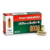 Sellier & Bellot Pistol & Revolver Ammo 9mm Makarov 95 gr FMJ  50/box 9x18mm
