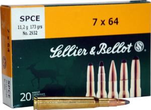 Sellier & Bellot 7x64mm Brenneke 173gr Spce Ammo - 7x64mm Brenneke 173gr Soft Point Cutting Edge 20/Box