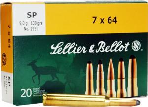 Sellier & Bellot 7x64 Brenneke 140 gr SP 20rds Rifle Ammo for Big Game Hunting - SB764A 7x64mm