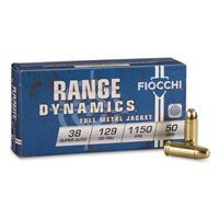 Fiocchi Pistol Shooting Dynamics Handgun Ammunition .38 Super (+P) 129 gr FMJ 50/Box
