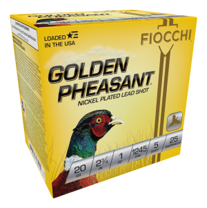 Fiocchi Golden Pheasant Ammunition 20 Gauge 2-3/4" 1 oz #5 Nickel Plated Shot Box of 25