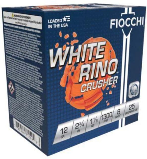 Fiocchi White Rino Crusher 12 Gauge Shot Shells - 12ga 2-3/4'''' 1-1/8oz #8 Shot 25/Box