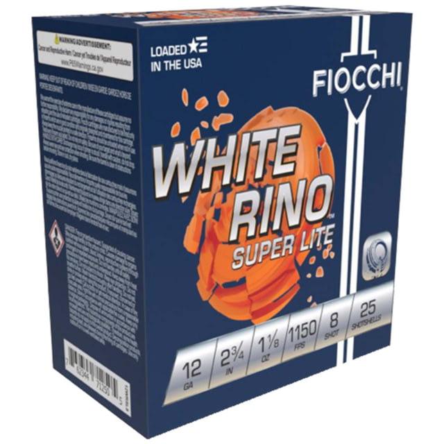 Fiocchi White Rino Super Lite 12 Gauge Shot Shells - 12ga 2-3/4'''' 1-1/8oz #8 25/Box