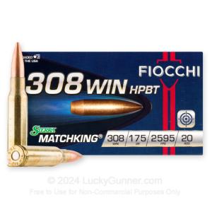 Fiocchi Exacta .308 Win Rifle Match Ammunition 175 Grain Sierra MatchKing HPBT 2595 fps 200 Rounds