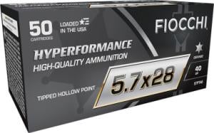 Fiocchi Hyperformance 5.7x28mm Ammo 40 Grain Polymer Tipped 1750 fps 500 Rounds
