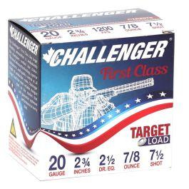Challenger Ammo First Class Target Load 20 Gauge 2-3/4" Ammo - 20 Gauge 2-3/4" 7/8 Oz #7.5 Shot 250/Case (Cta2075)