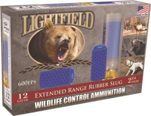 Lightfield Wildlife Control Less Lethal Ammunition 12 Gauge 2-3/4" Extended Range Rubber Slug Box of 5