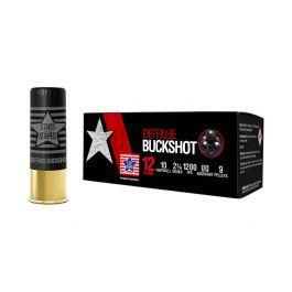 PPU Stars & Stripes Defense Buckshot Shotshells 12ga 2-3/4" 9-pellet 1200 fps 00 10/ct